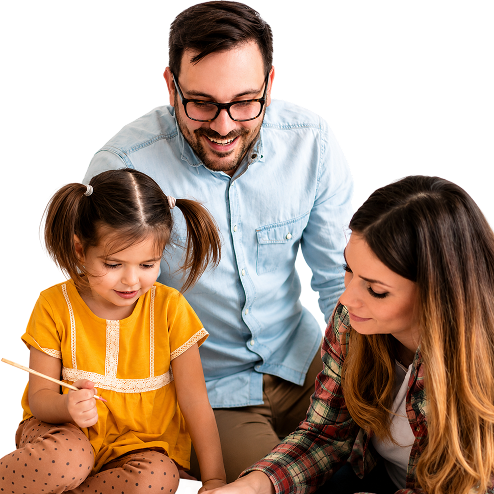 Family enjoying quality time together outdoors, smiling and engaging in activity.